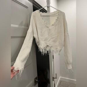 SHEIN Cream V-Neck Sweater